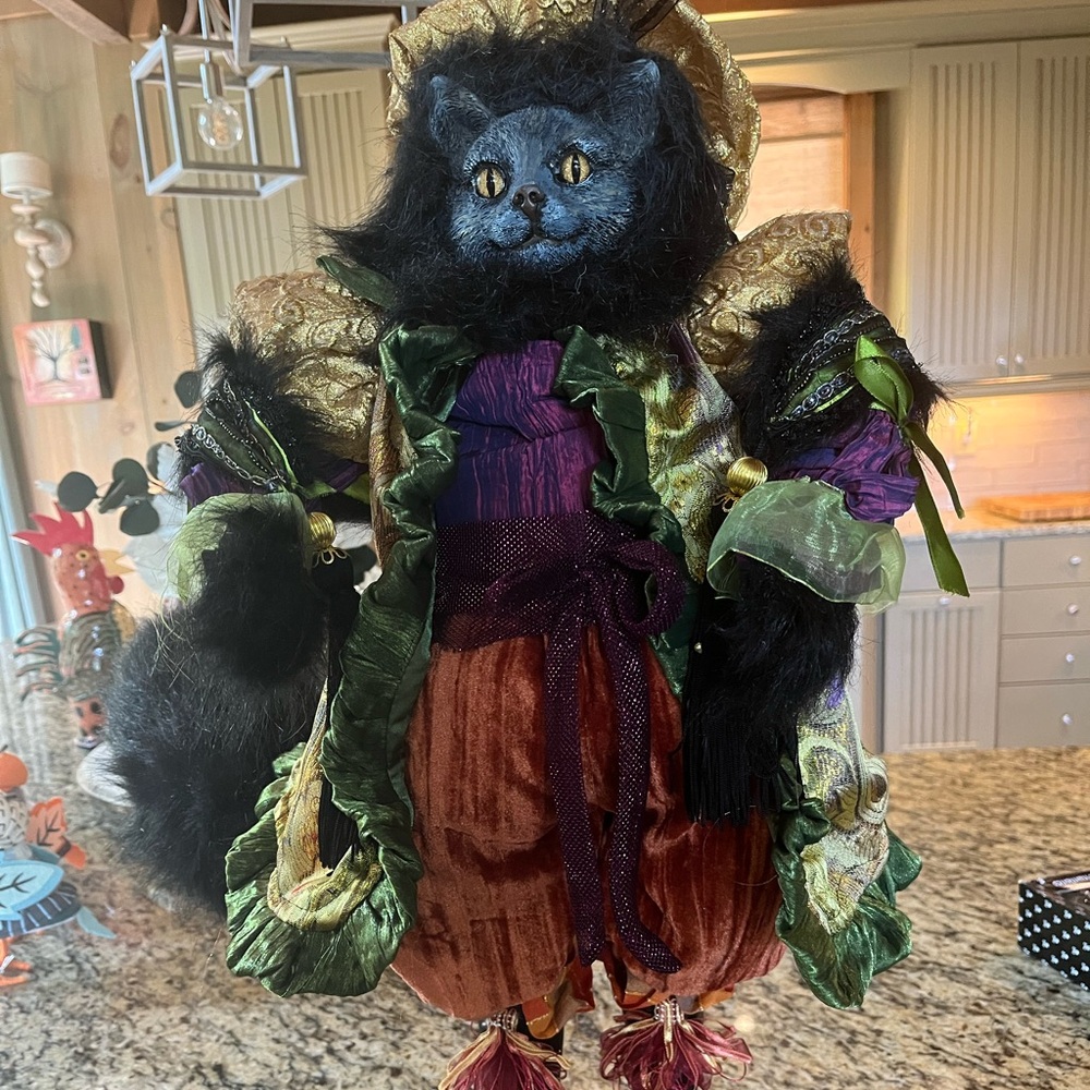 Handmade royal black cat figure for Halloween